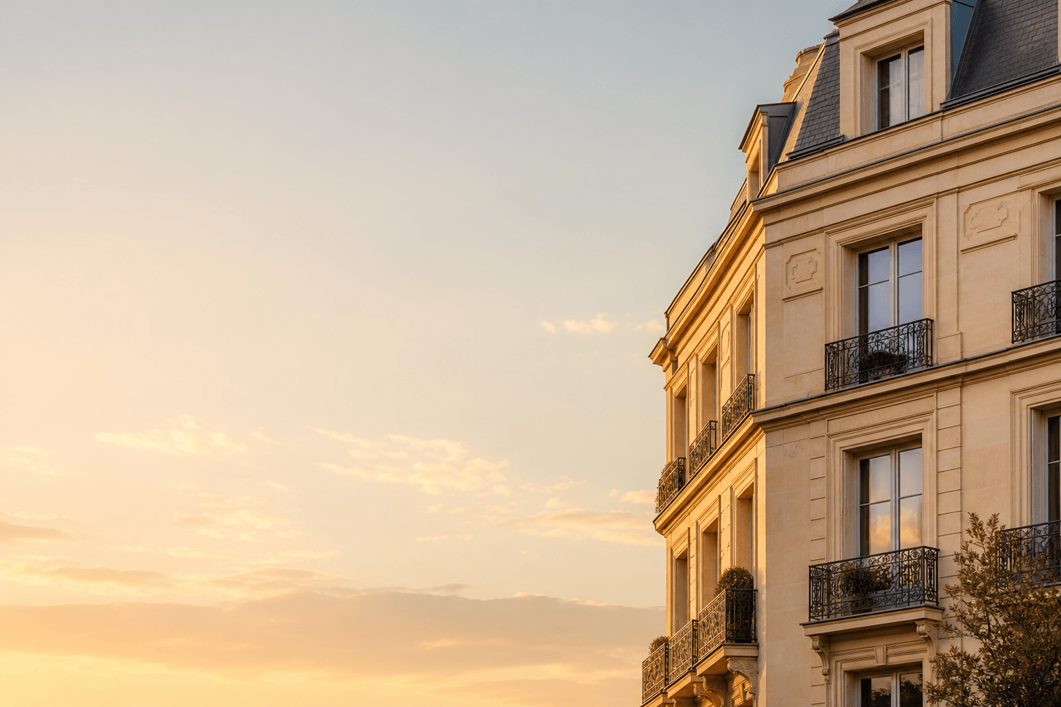 Immeuble résidentiel haut de gamme à la lumière dorée, sélectionné par Patrimoine Collection